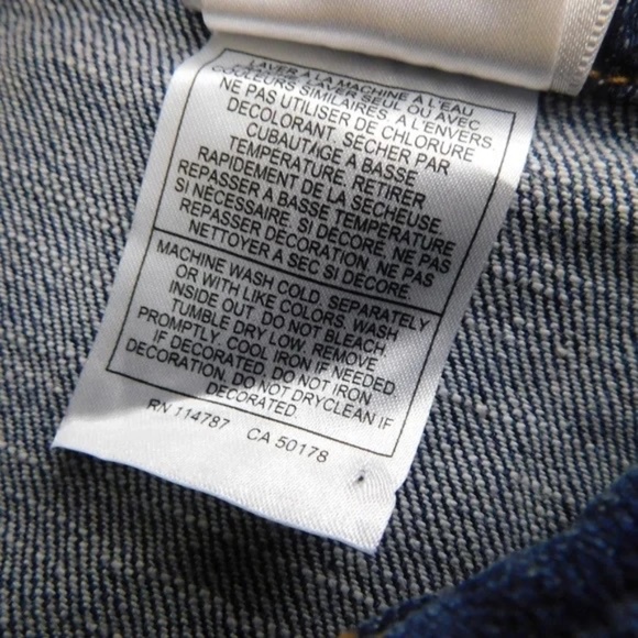 Vintage DISNEY STORE Jean Denim Tinkerbell Tink Jean Jacket Rhinestone Large - Picture 12 of 13